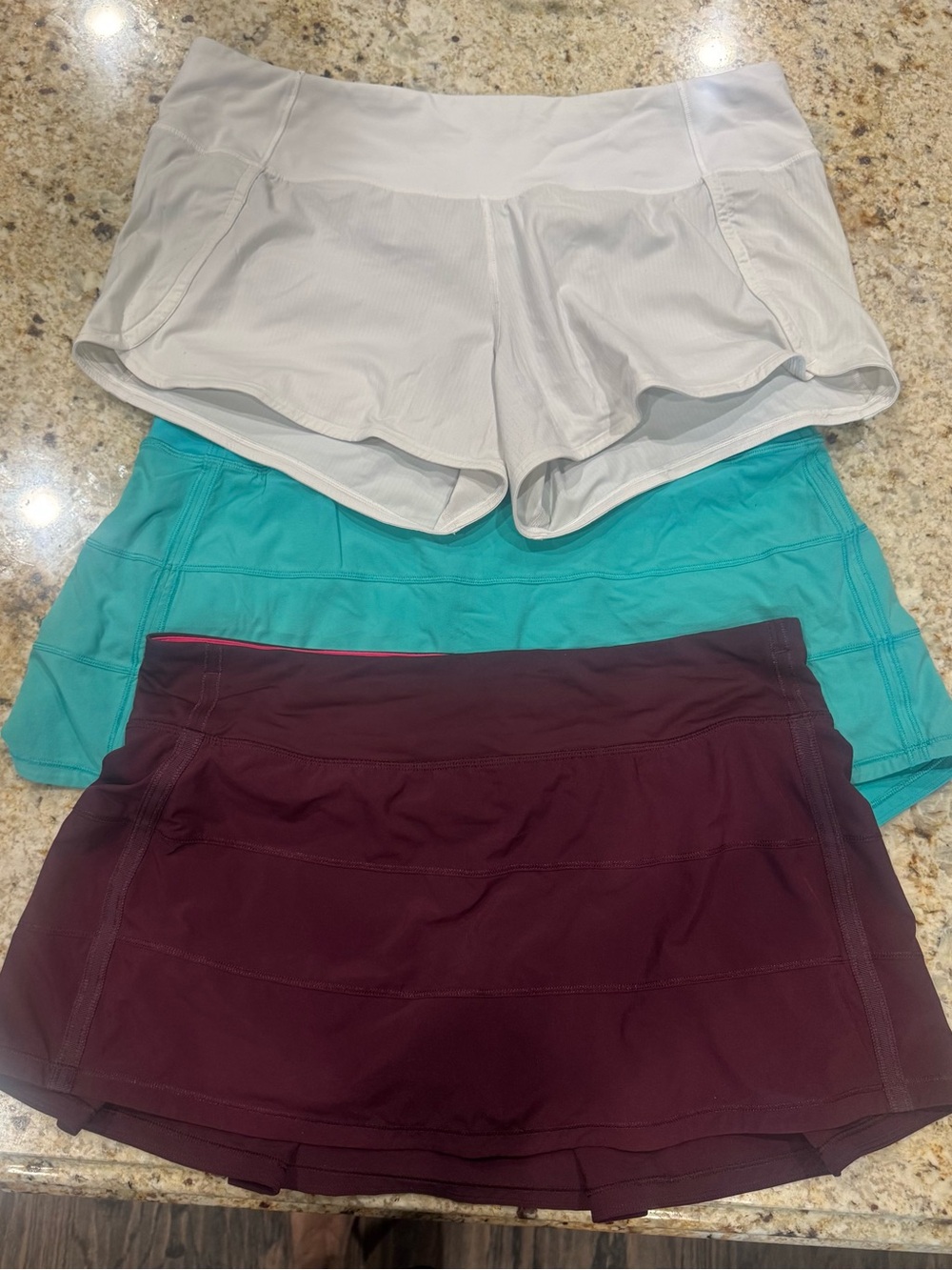 lululemon athletica Mini Skorts in White, Teal, Burgundy